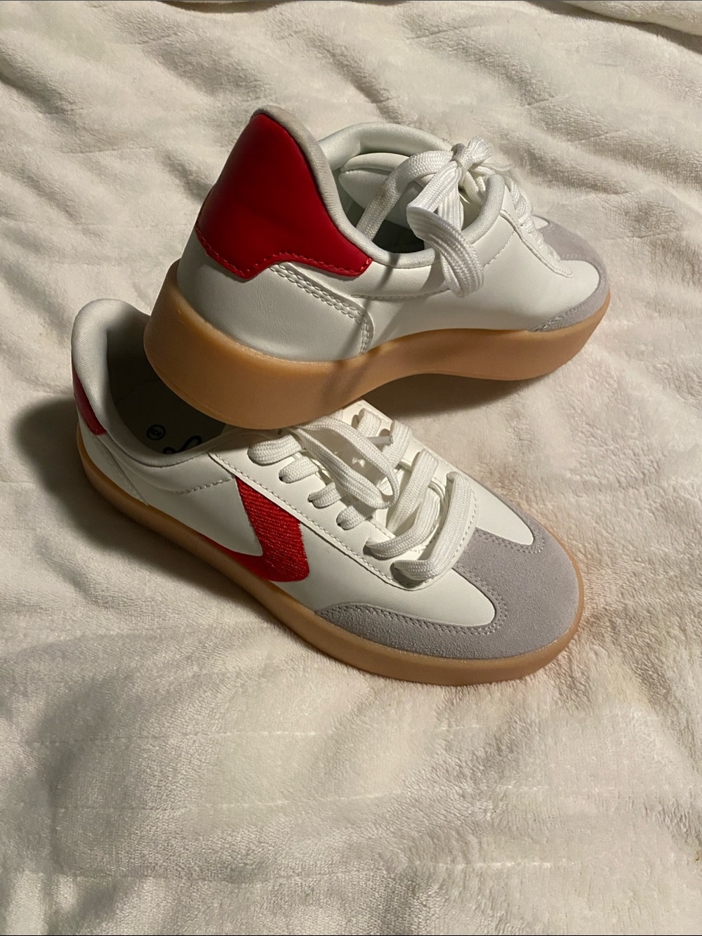 Women's White Sneakers with Red Accents (new without tags)